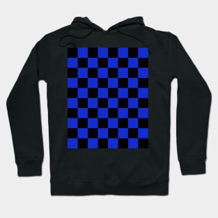 Medium Blue and Black Chessboard Pattern Hoodie